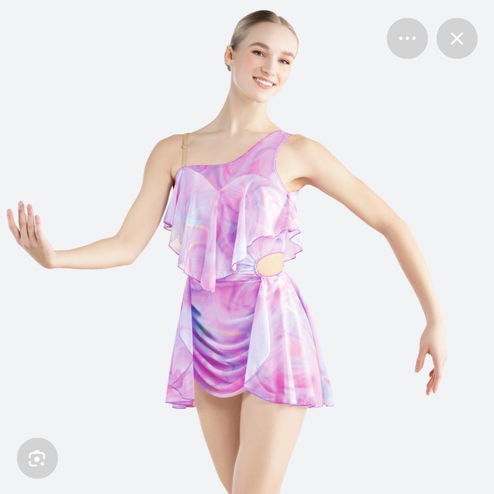 Revolution Pink Marble One-Shoulder Dance Dress